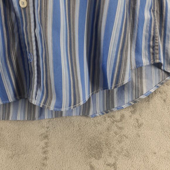 Bugatchi Uomo Mens Button Down Shirts Blue White Striped Flip Cuffs Size L - Picture 9 of 12